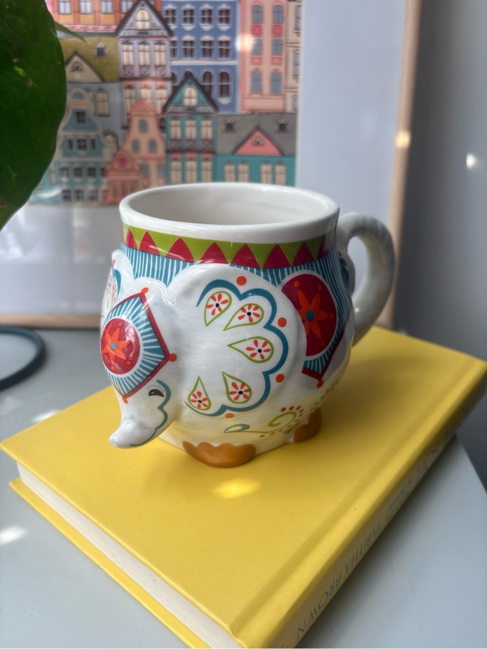 Pier 1 Multicolor Elephant Ceramic Mug